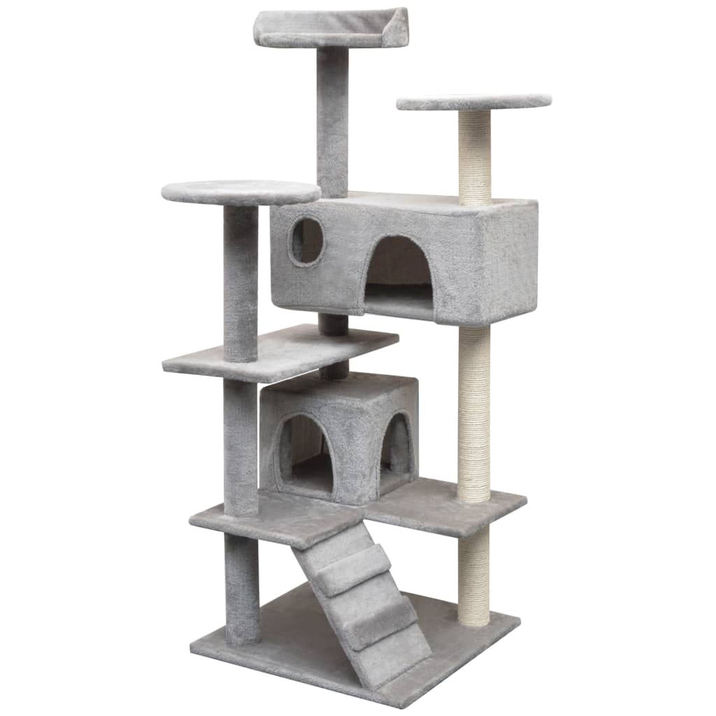 Cat Tree With Sisal Scratching Posts 125 Cm Paw Prints Grey