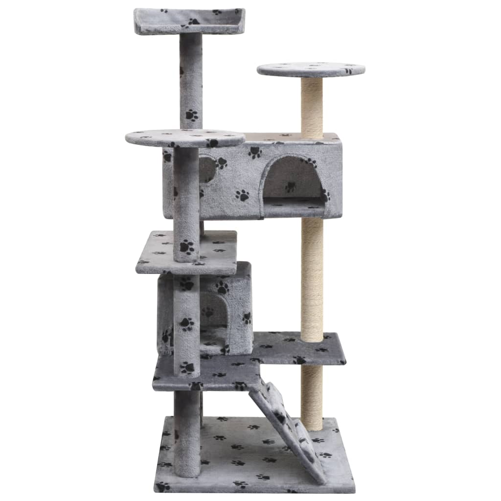 Cat Tree With Sisal Scratching Posts 125 Cm Paw Prints Grey