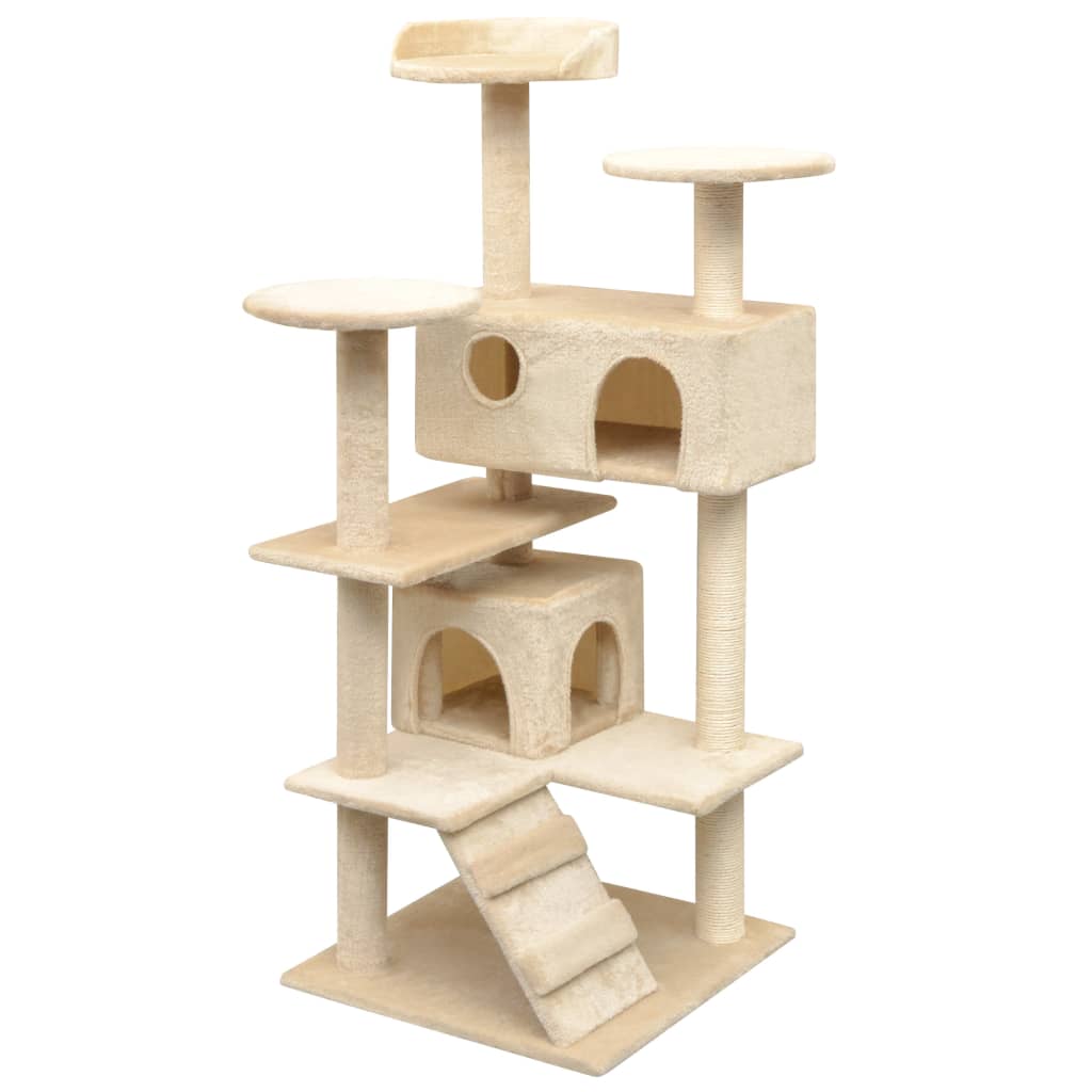 Cat Tree With Sisal Scratching Posts 125 Cm Paw Prints Grey