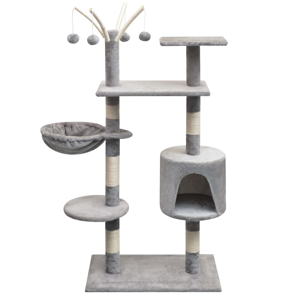 Cat Tree With Sisal Scratching Posts 125 Cm Paw Prints Grey