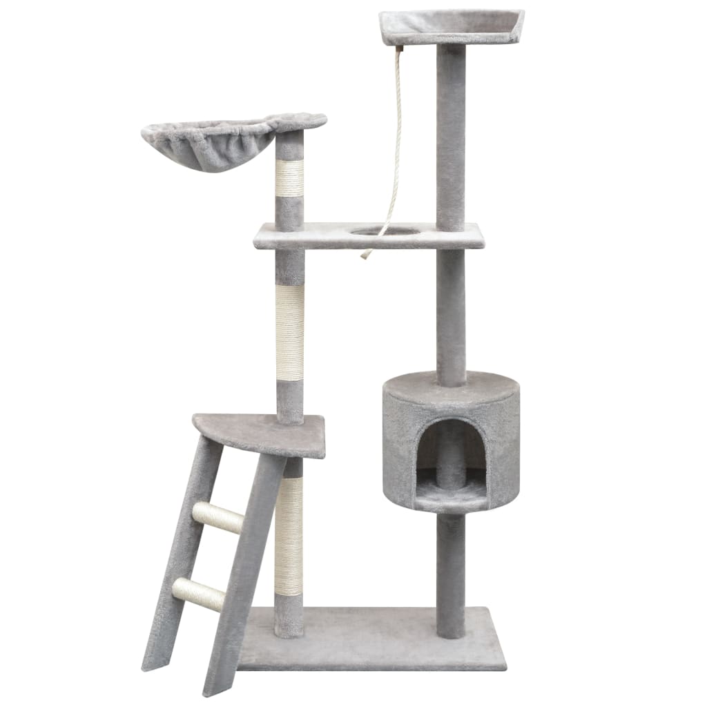 Cat Tree With Sisal Scratching Posts 125 Cm Paw Prints Grey