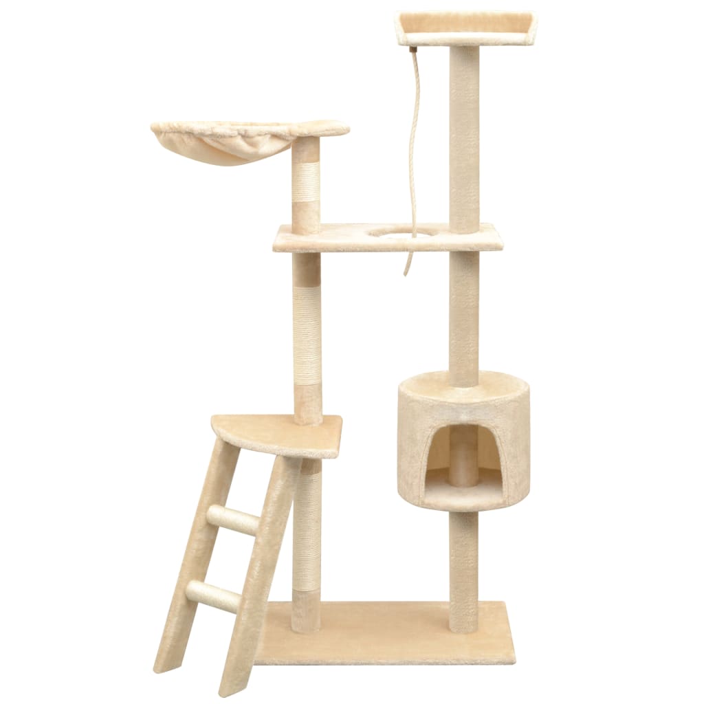 Cat Tree With Sisal Scratching Posts 125 Cm Paw Prints Grey