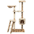 Cat Tree With Sisal Scratching Posts 125 Cm Paw Prints Grey