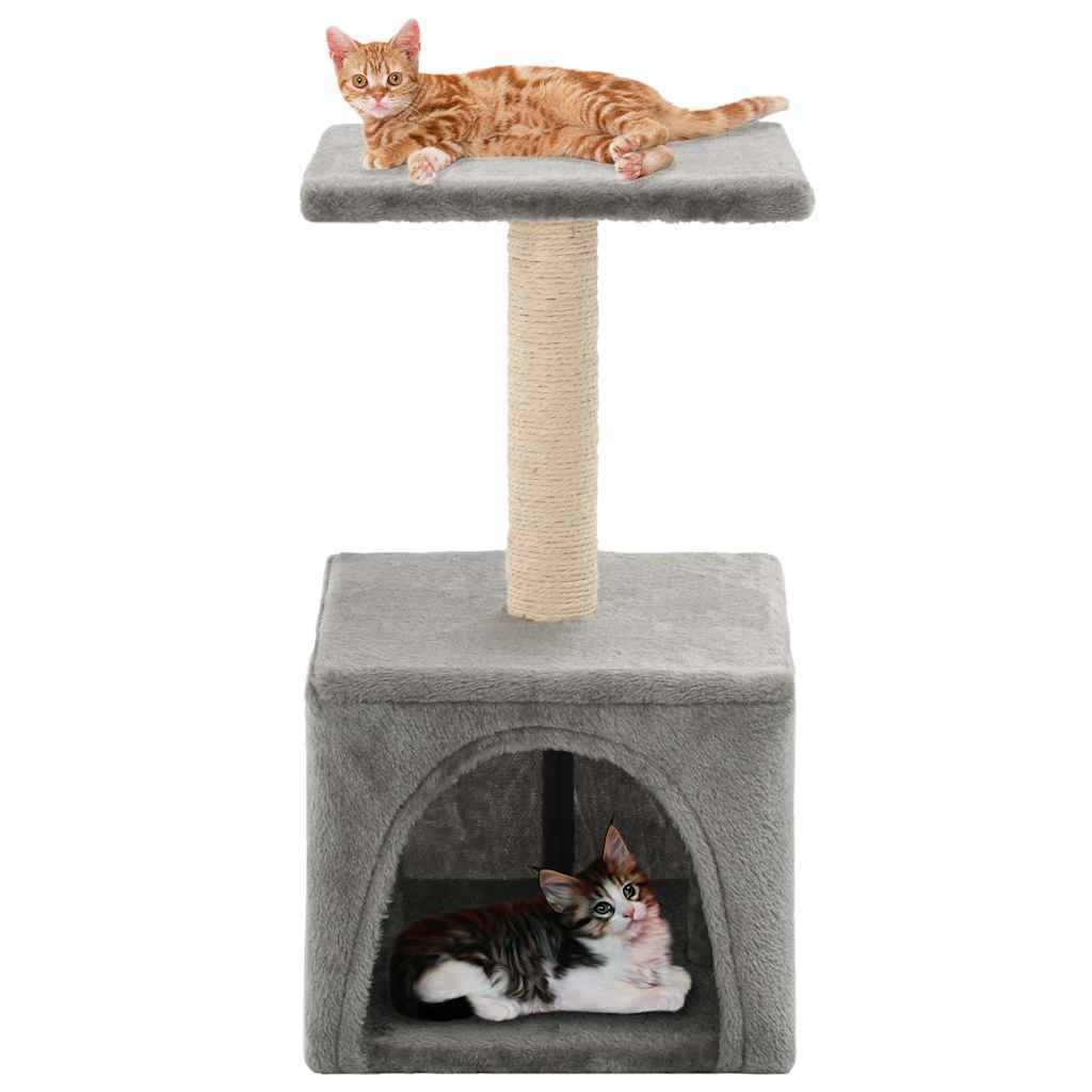 Cat Tree With Sisal Scratching Post 55 Cm Grey Paw Print