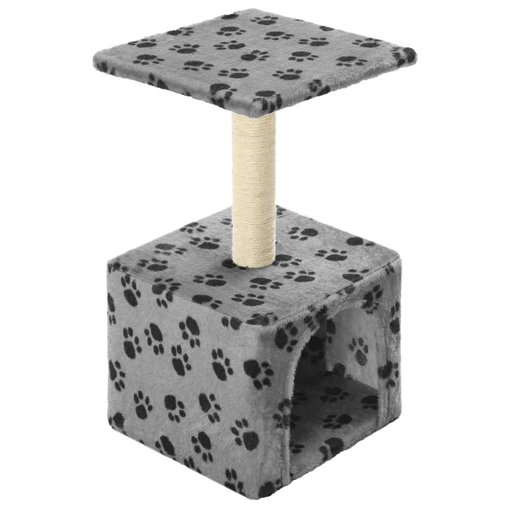 Cat Tree With Sisal Scratching Post 55 Cm Grey Paw Print