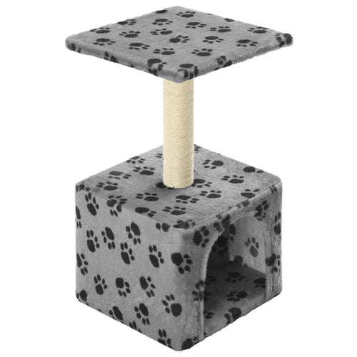 Cat Tree With Sisal Scratching Post 55 Cm Grey Paw Print