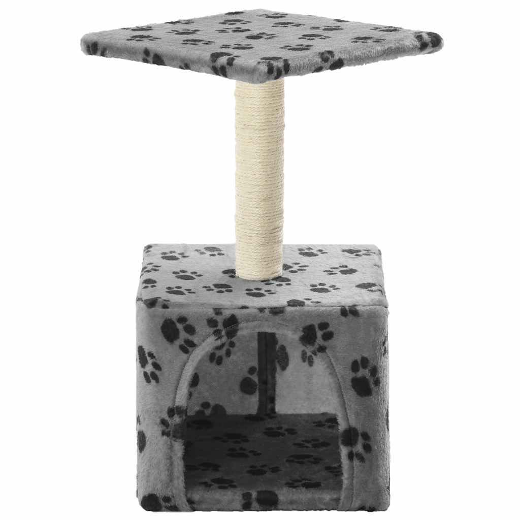 Cat Tree With Sisal Scratching Post 55 Cm Grey Paw Print