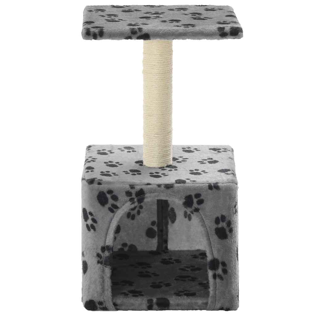 Cat Tree With Sisal Scratching Post 55 Cm Grey Paw Print