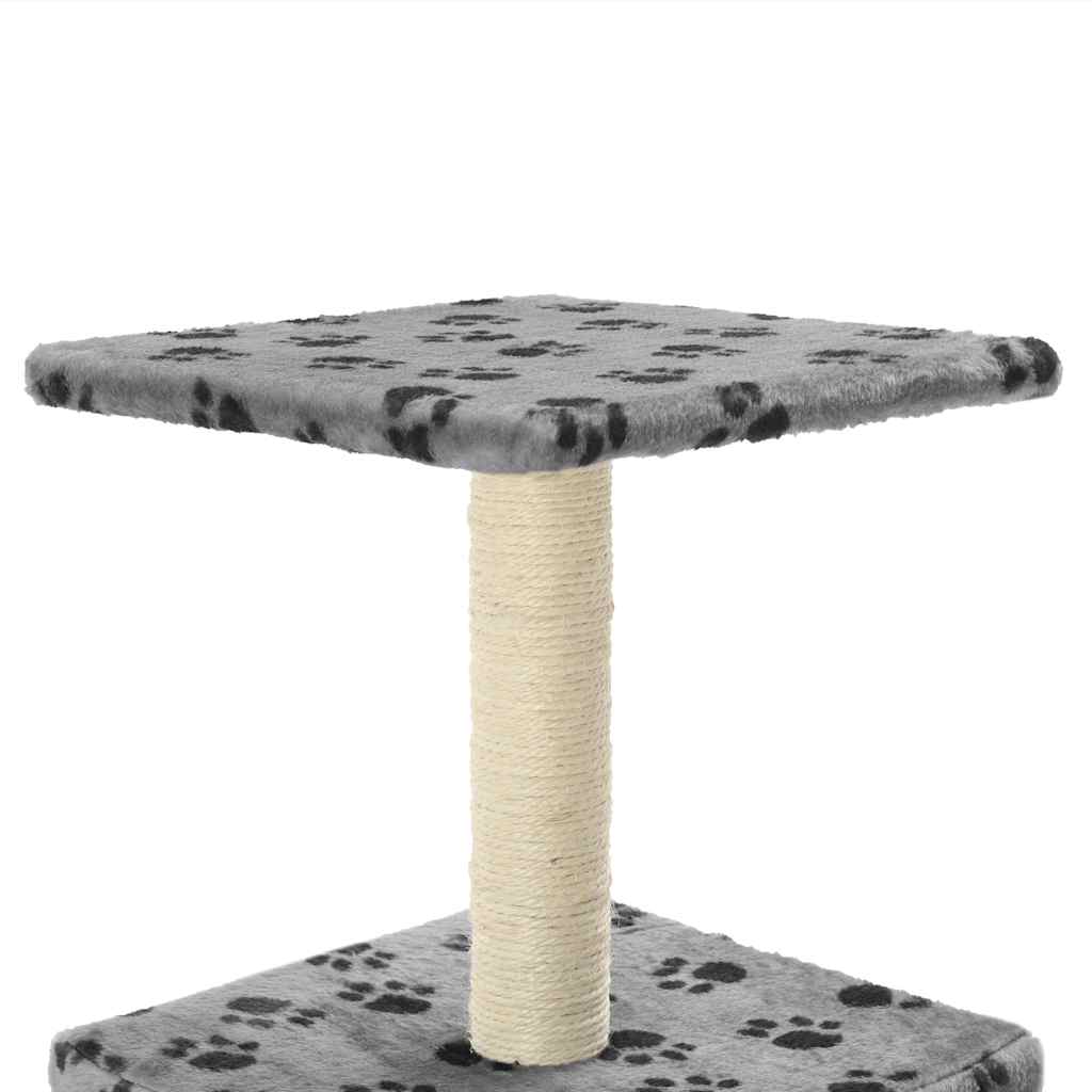 Cat Tree With Sisal Scratching Post 55 Cm Grey Paw Print