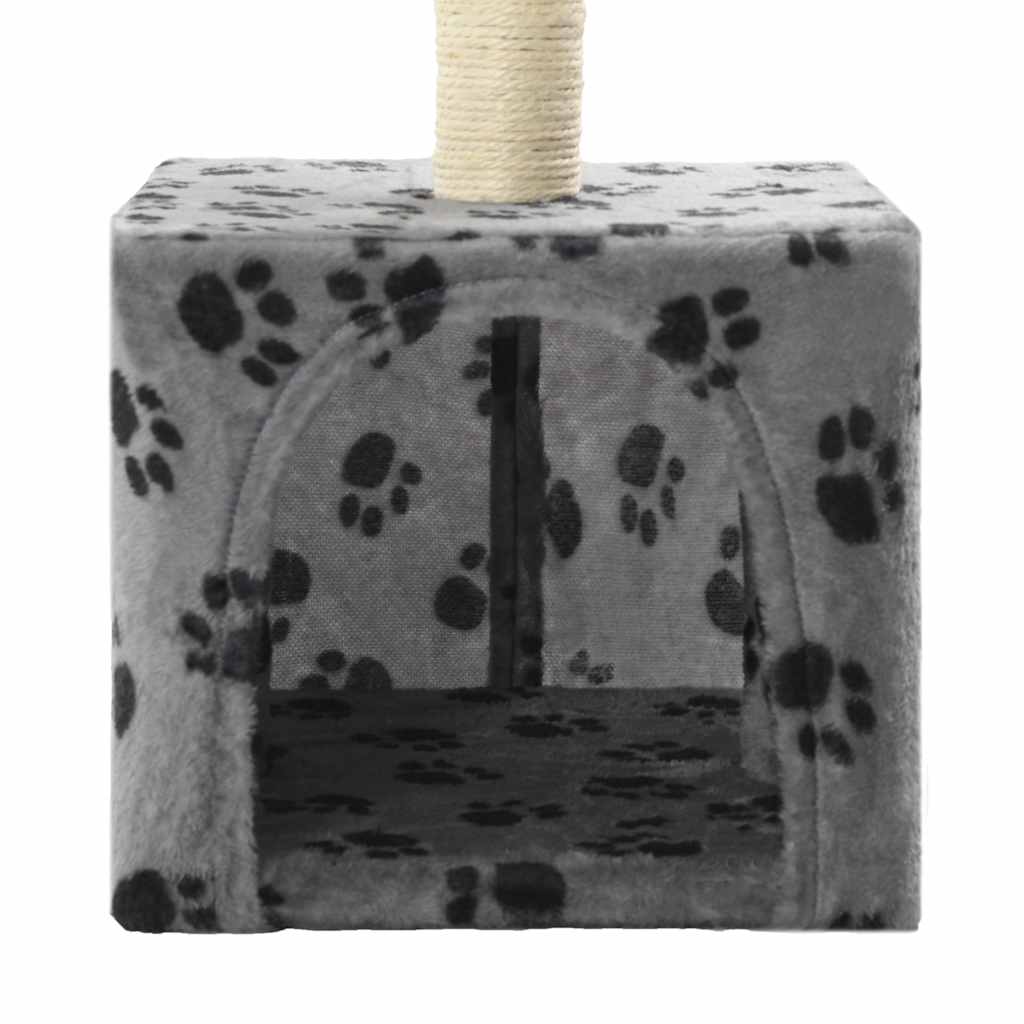 Cat Tree With Sisal Scratching Post 55 Cm Grey Paw Print