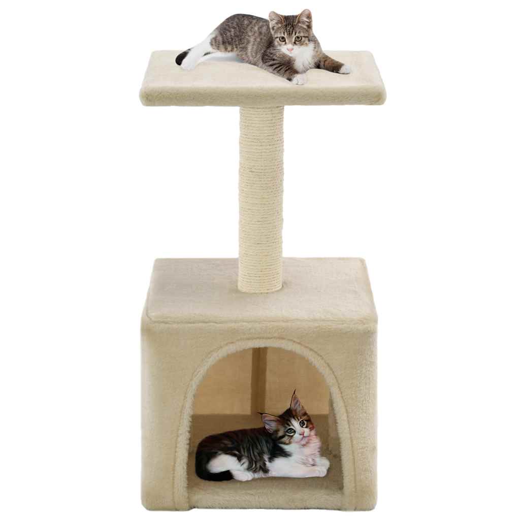 Cat Tree With Sisal Scratching Post 55 Cm Grey Paw Print