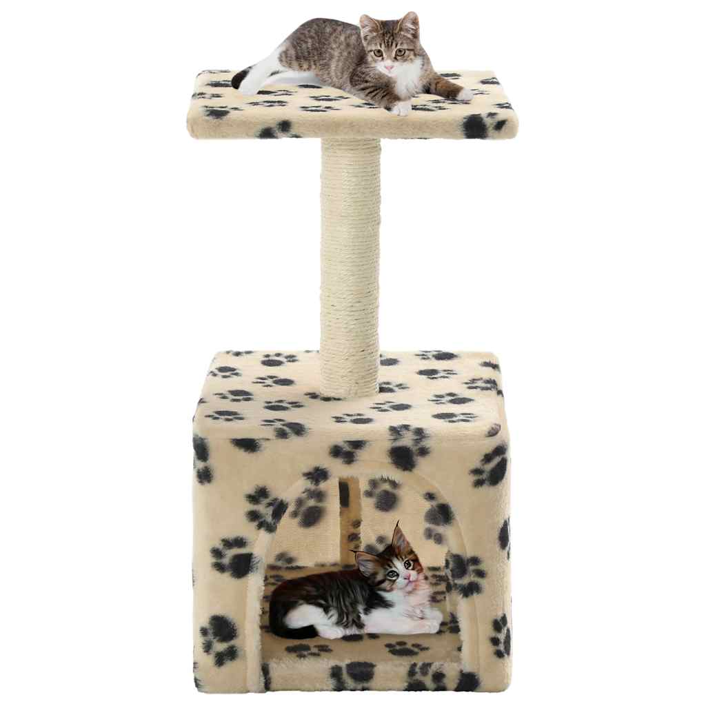 Cat Tree With Sisal Scratching Post 55 Cm Grey Paw Print