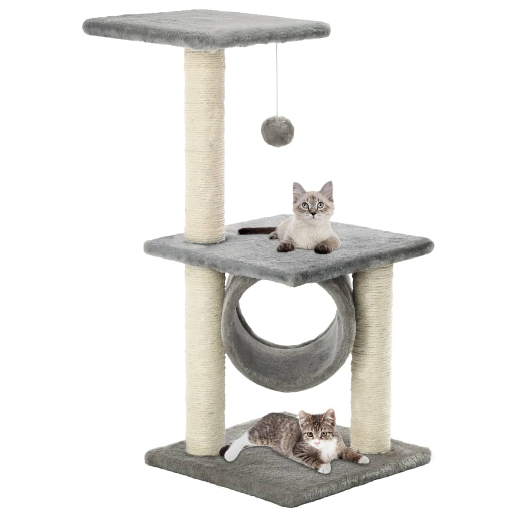 Cat Tree With Sisal Scratching Posts 65 Cm Beige Paw Print