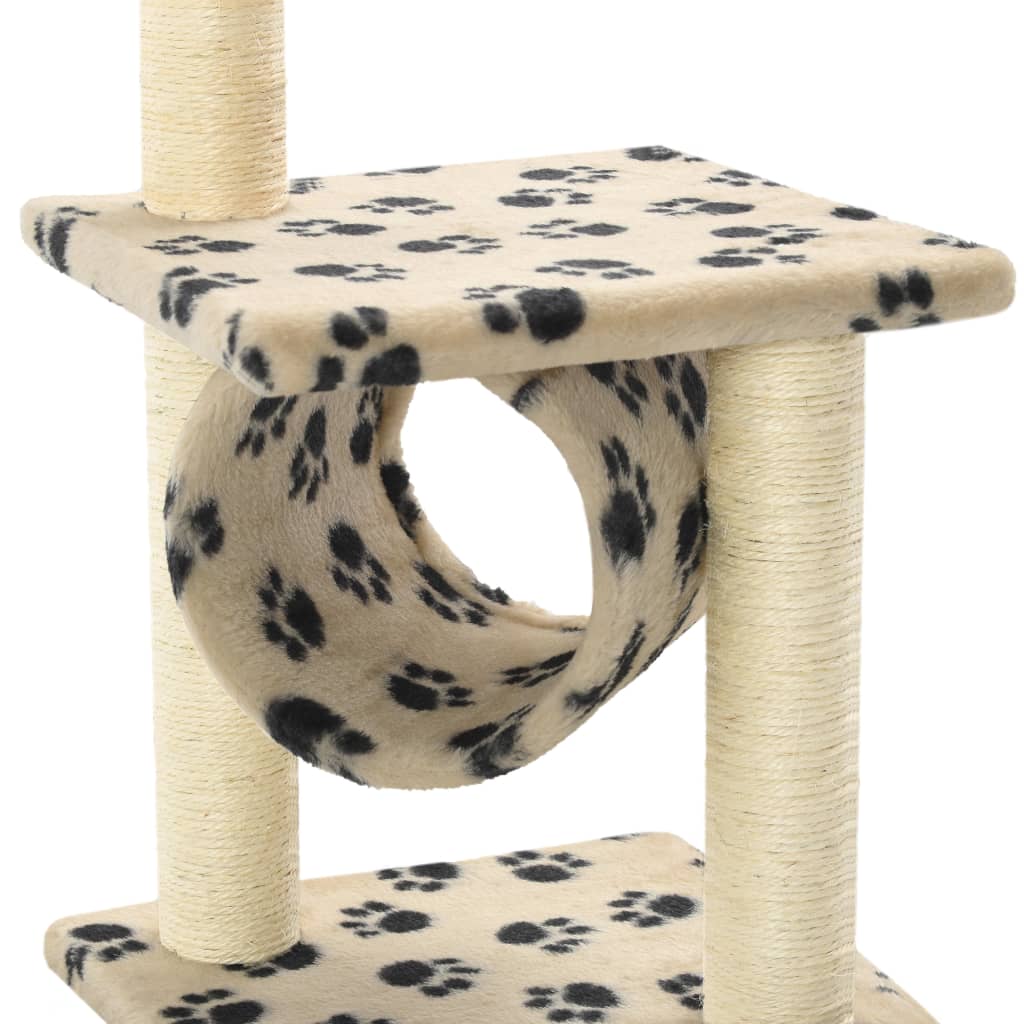 Cat Tree With Sisal Scratching Posts 65 Cm Beige Paw Print
