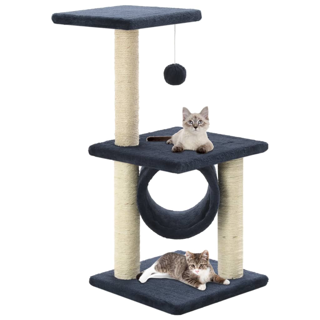 Cat Tree With Sisal Scratching Posts 65 Cm Beige Paw Print