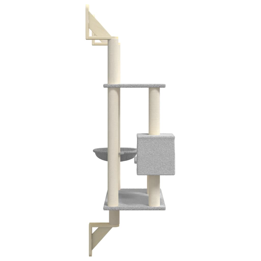 Wall-Mounted Cat Tree With Scratching Post 153 Cm