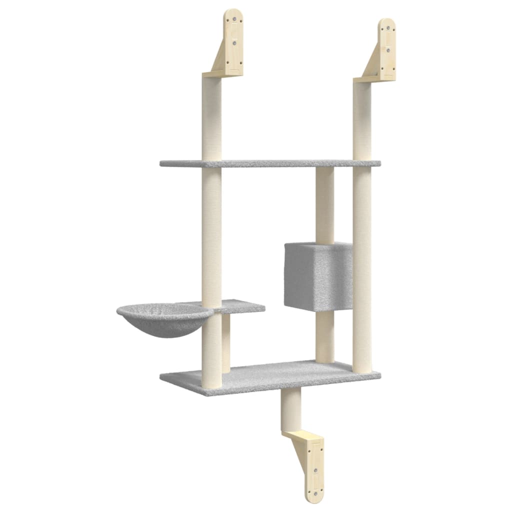 Wall-Mounted Cat Tree With Scratching Post 153 Cm