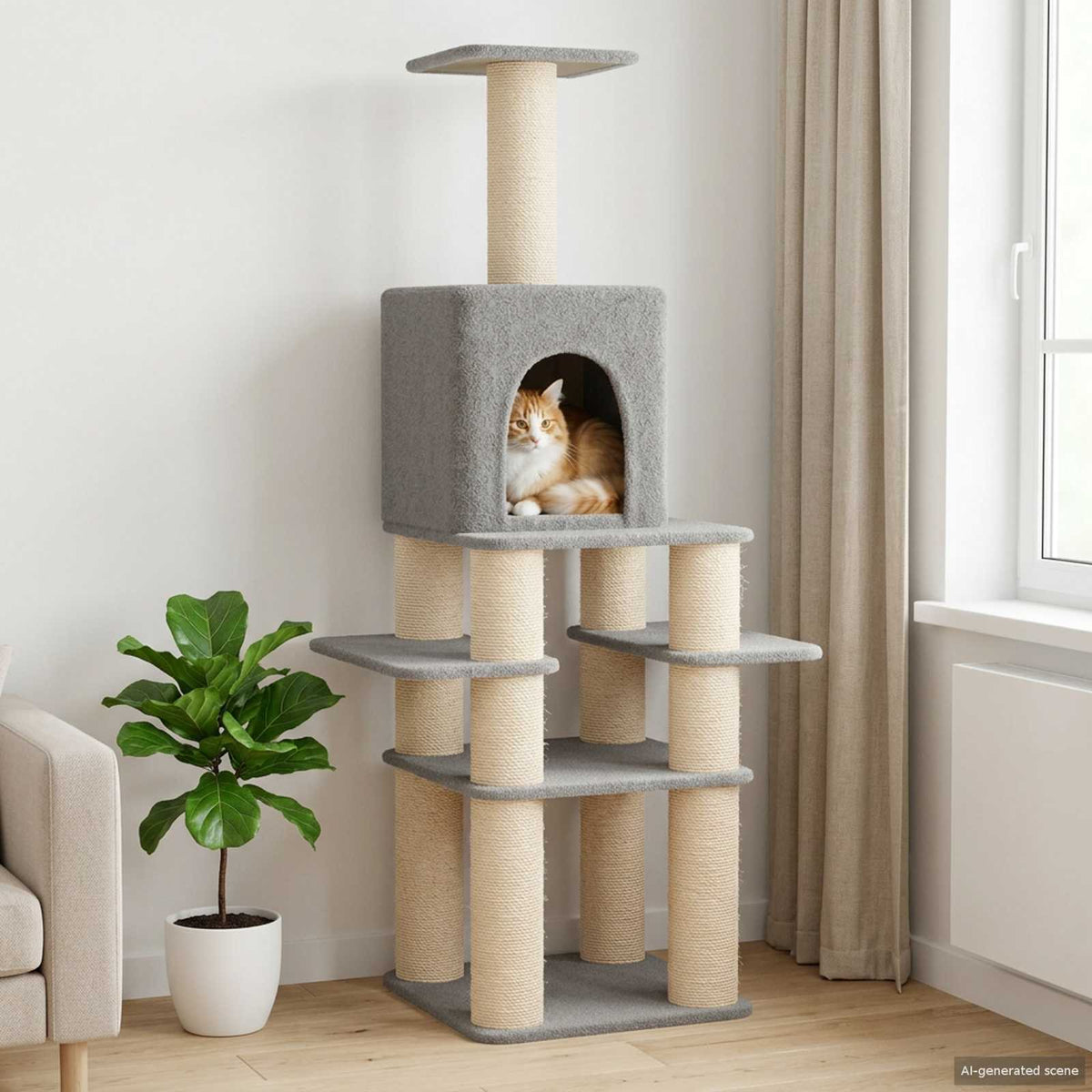 Cat Tree With Sisal Scratching Posts 180 Cm