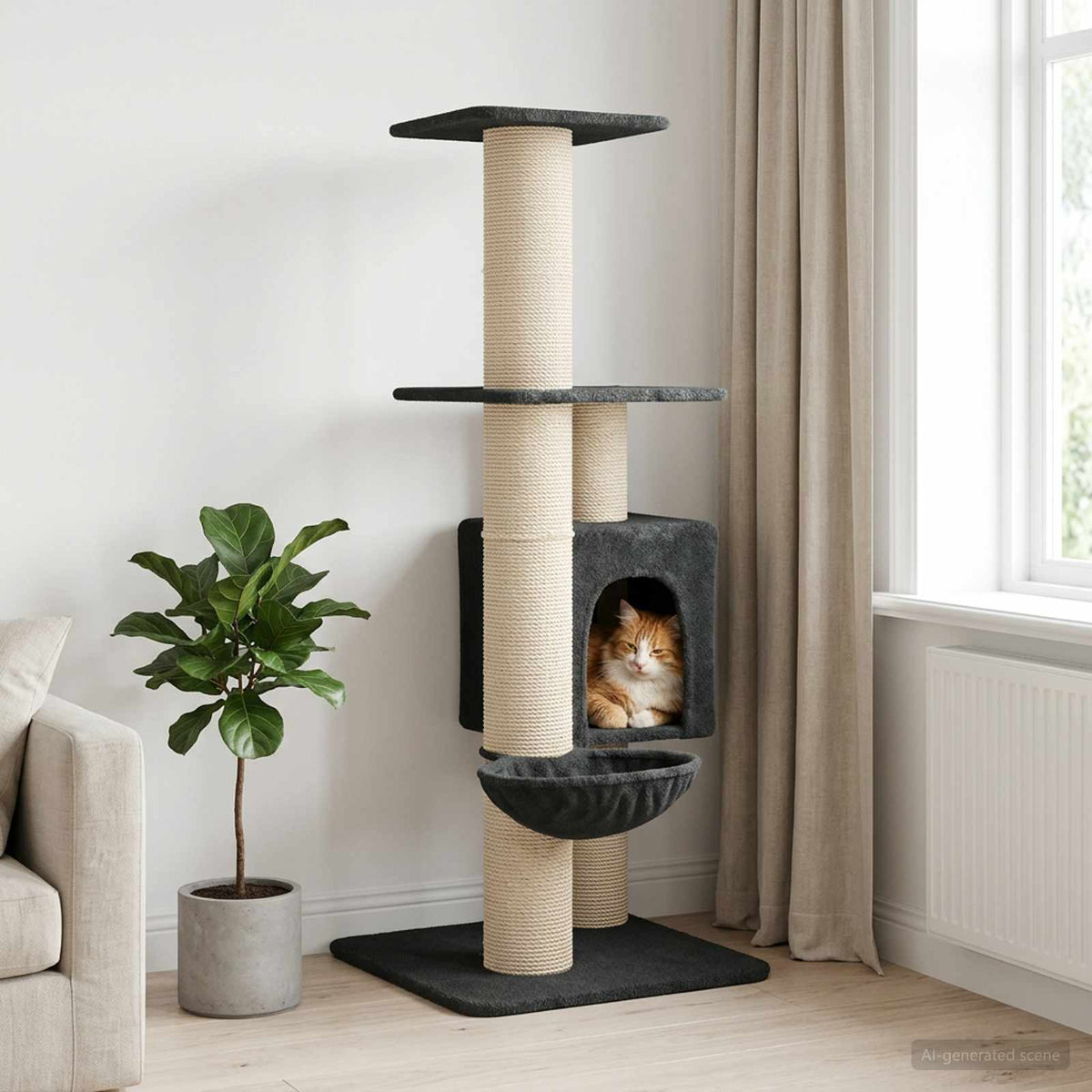 Cat Tree With Sisal Scratching Posts 137 Cm