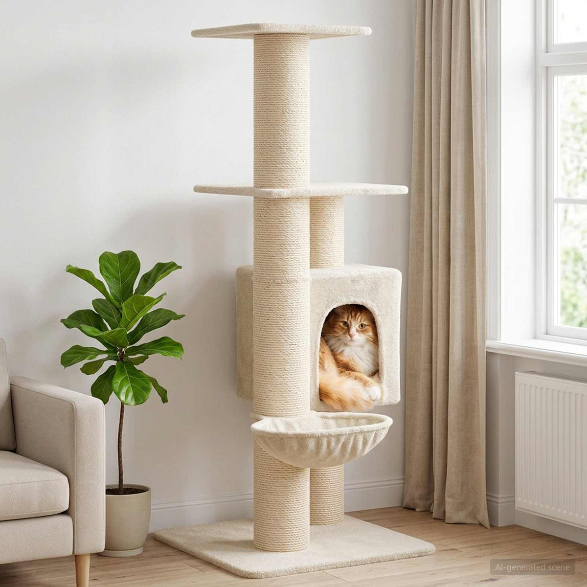 Cat Tree With Sisal Scratching Posts 137 Cm