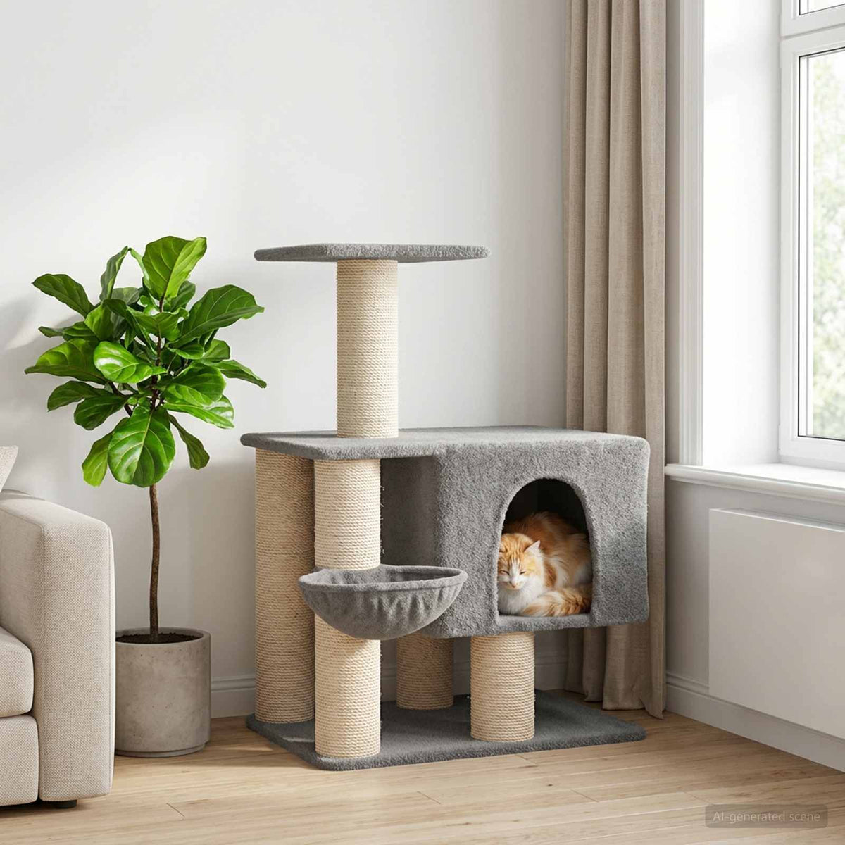 Cat Tree With Sisal Scratching Posts 96 Cm