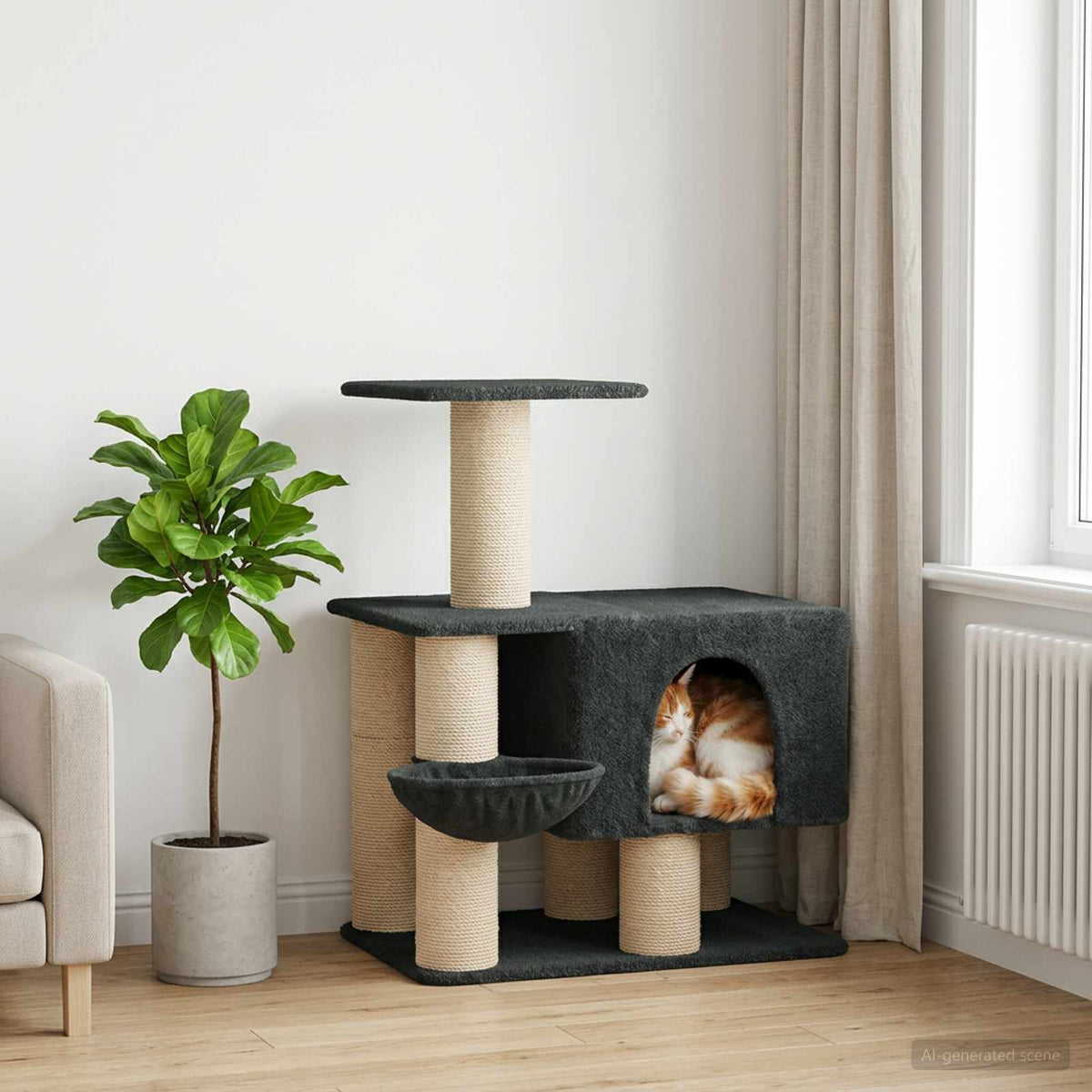 Cat Tree With Sisal Scratching Posts 96 Cm
