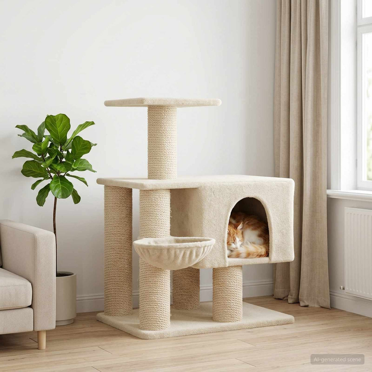 Cat Tree With Sisal Scratching Posts 96 Cm