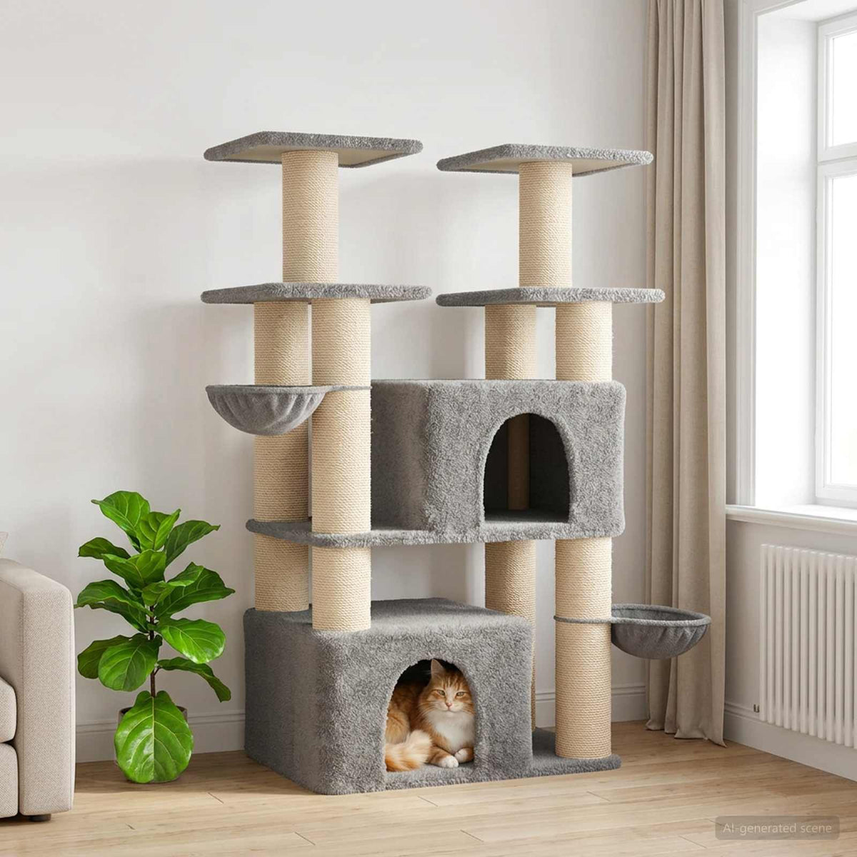 Cat Tree With Sisal Scratching Posts 147 Cm 2 Pcs