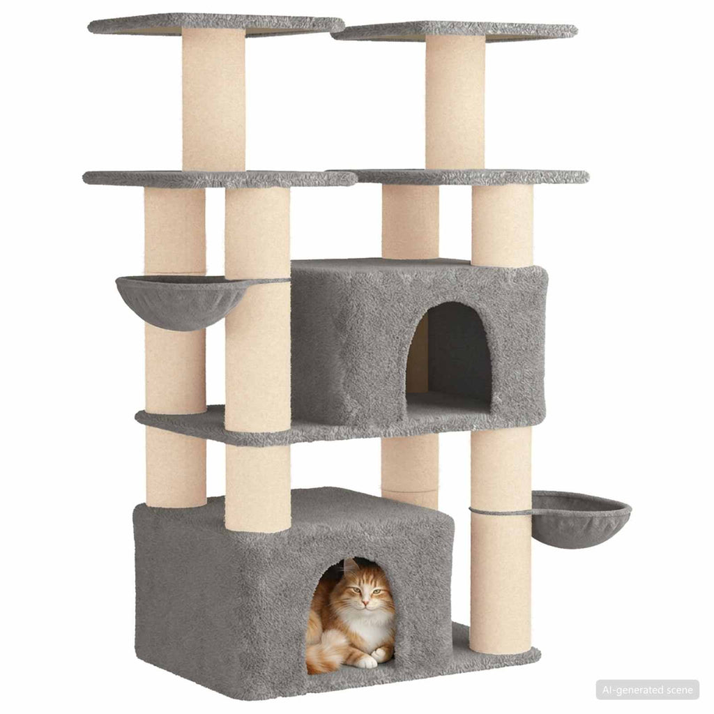 Cat Tree With Sisal Scratching Posts 147 Cm 2 Pcs