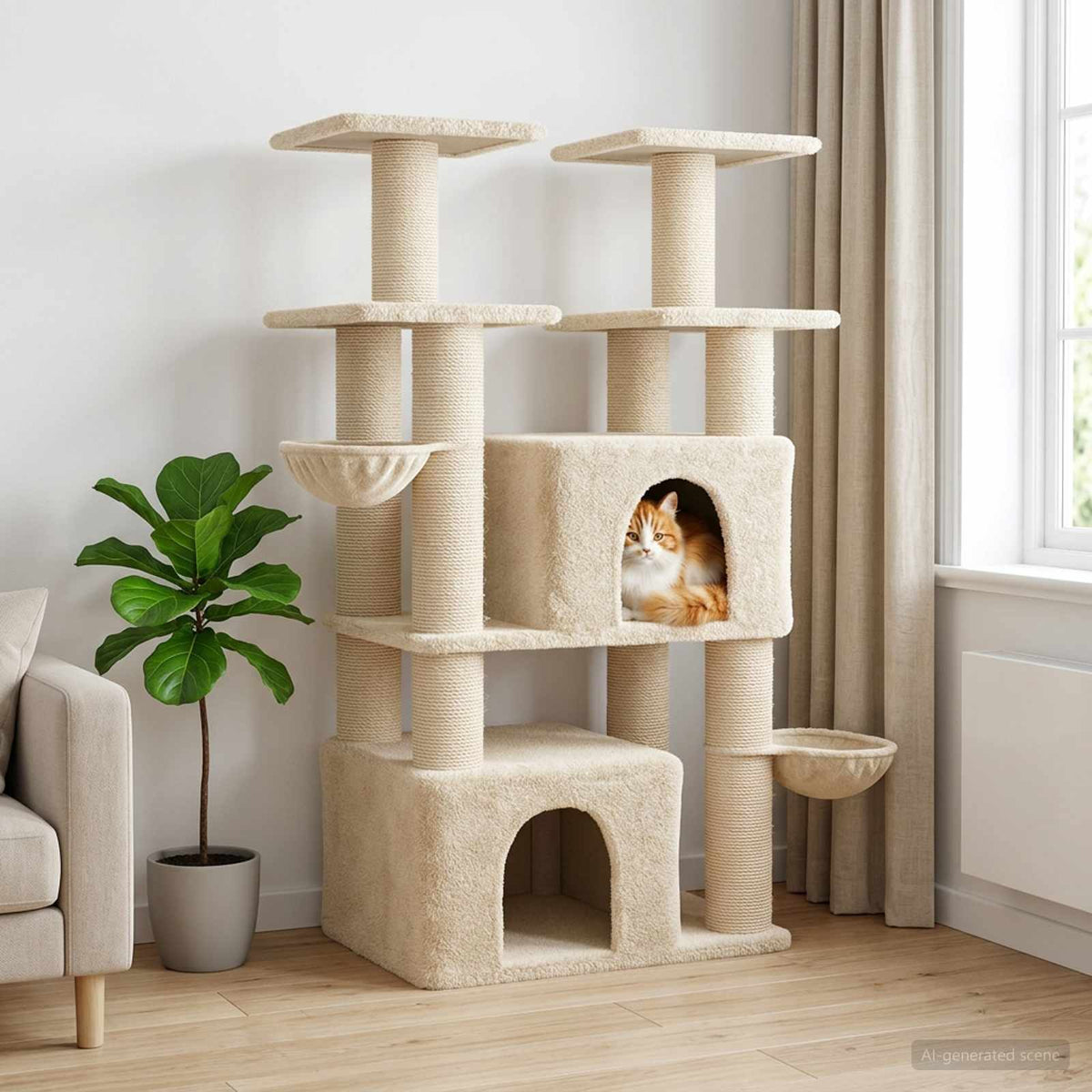 Cat Tree With Sisal Scratching Posts 147 Cm 2 Pcs